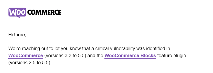 woocommerce critical vulnerability message july 2021
